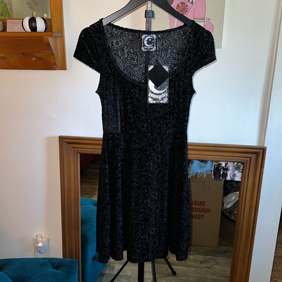 Killstar Dresses & Skirts - Killstar Dead Head Velvet Skater Dress, NWT!